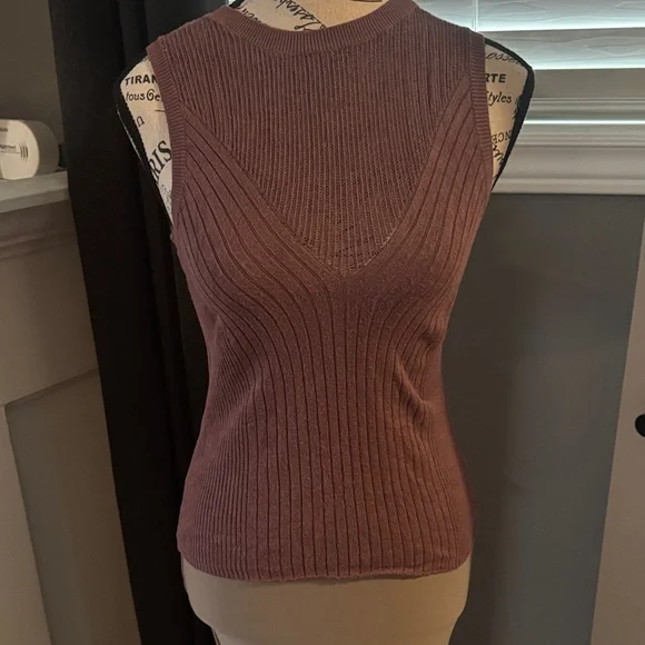 Express Mauve Ribbed Tank Top - Picture 1 of 3